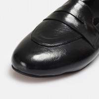 Düz Ayakkabı Loafer Siyah Rugan