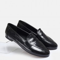 Düz Ayakkabı Loafer Siyah Rugan