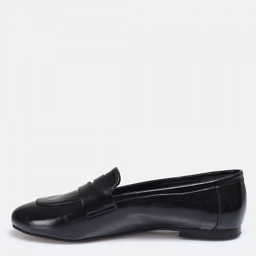 Düz Ayakkabı Loafer Siyah Rugan